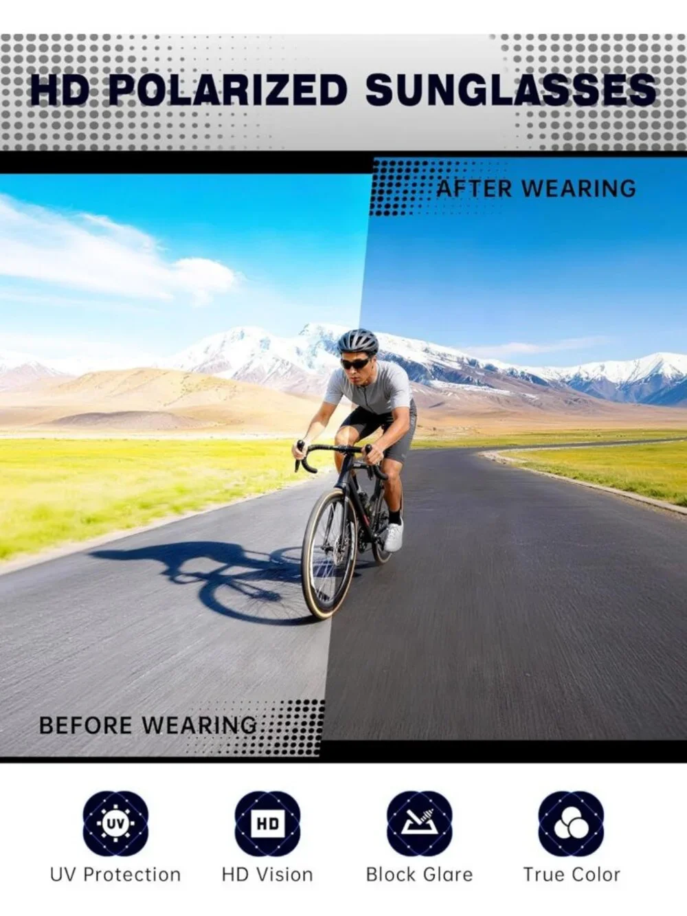 Polarized Sports Sunglasses for Men - UV400 Protection for Fishing, Driving